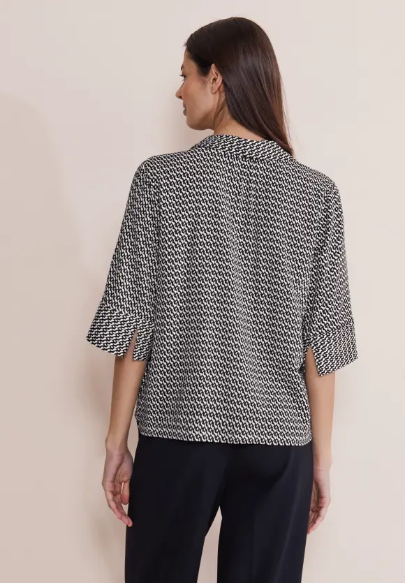 Print Viskosebluse - Black