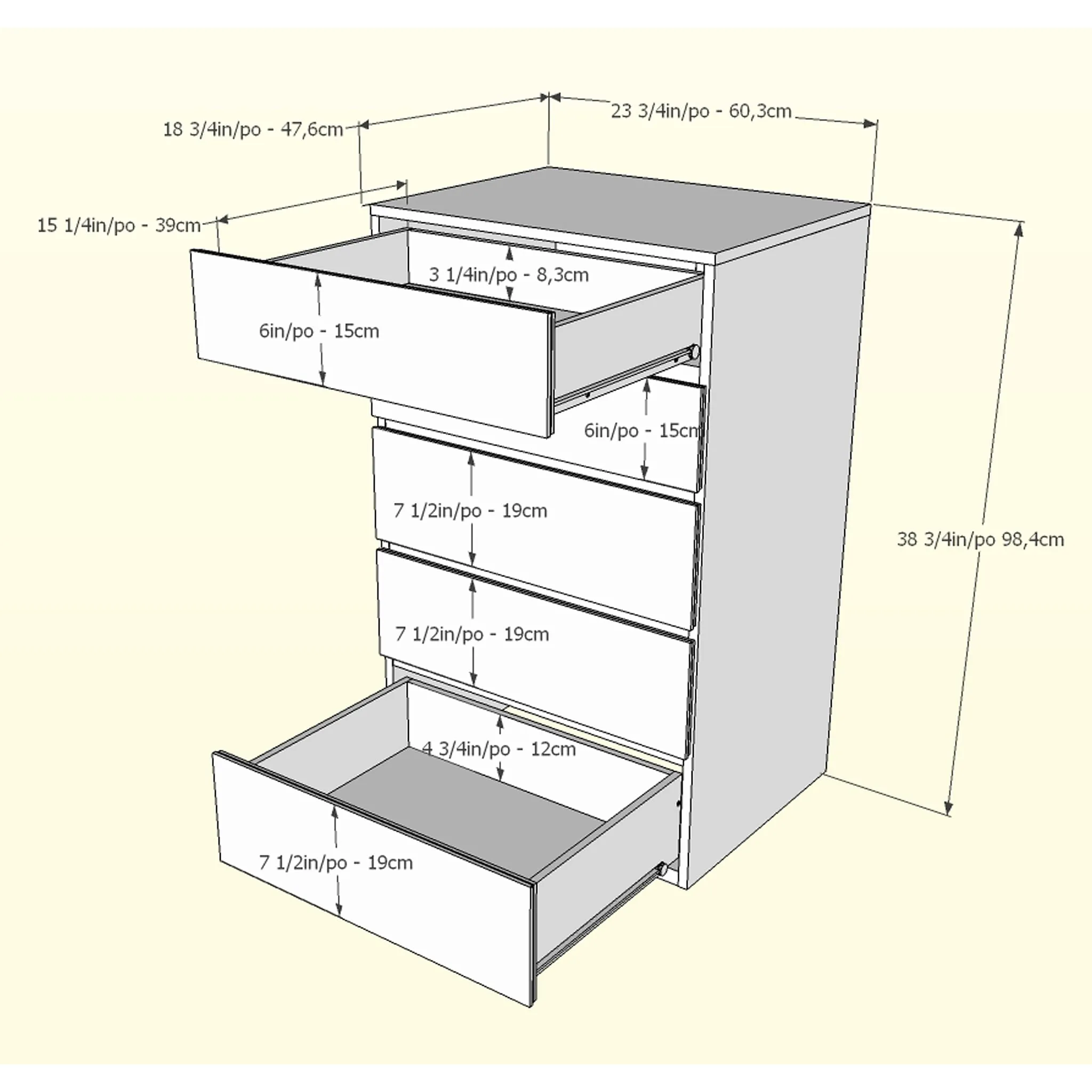 Nexera Bureau 5 Tiroirs Bali - Blanc