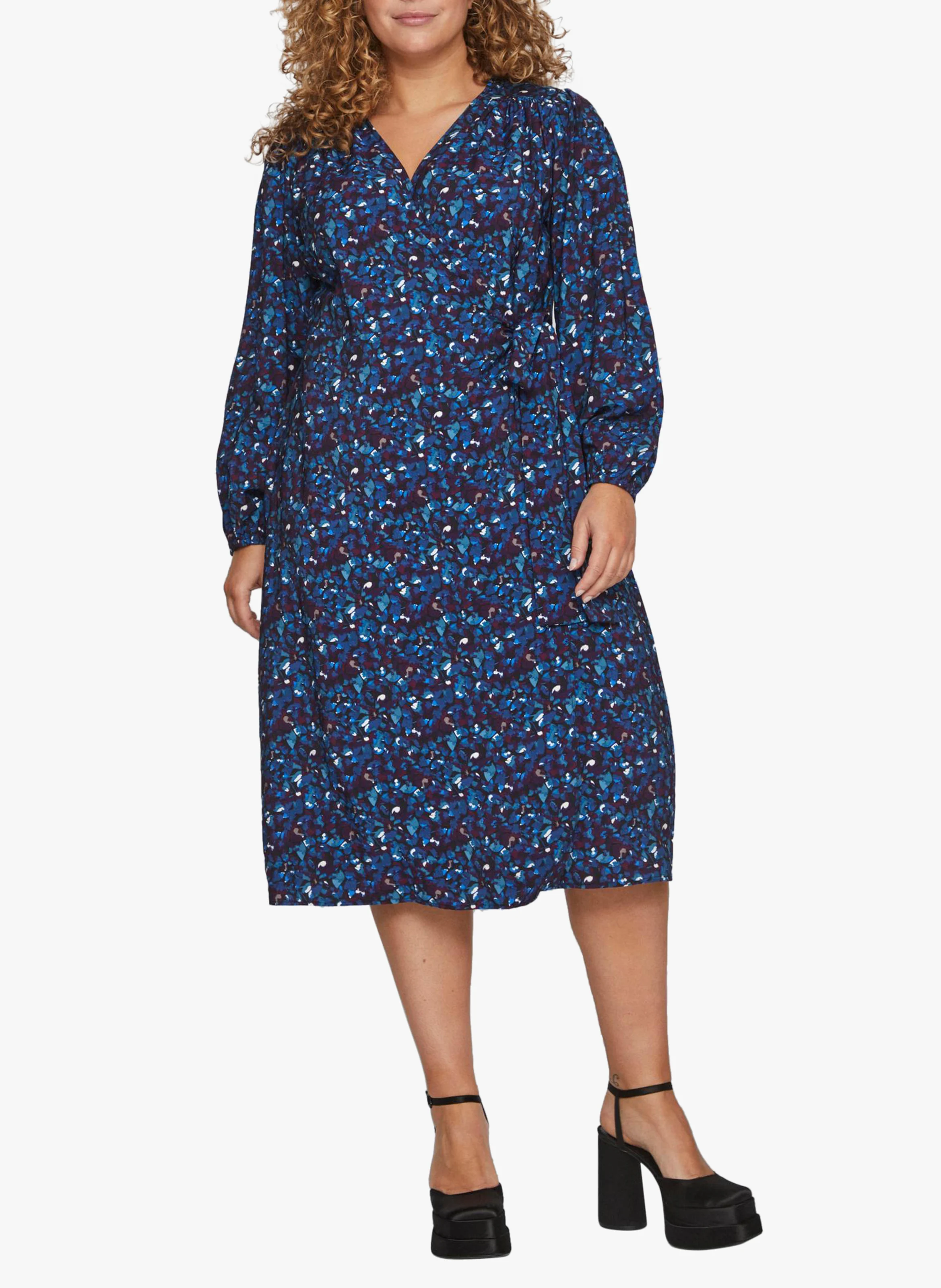 ZUGO WILO - Robe midi portefeuille imprimée| Noir