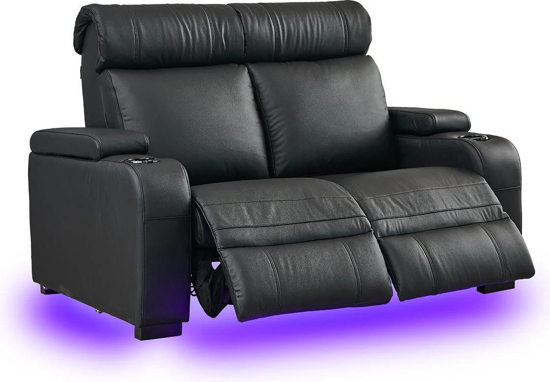 Lumene Hollywood Luxury III Love Chair Noir (2 places, cuir véritable) Fauteuils cinéma