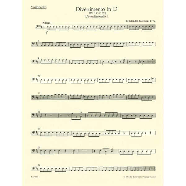 Bärenreiter Mozart Divertimenti Streichqt.