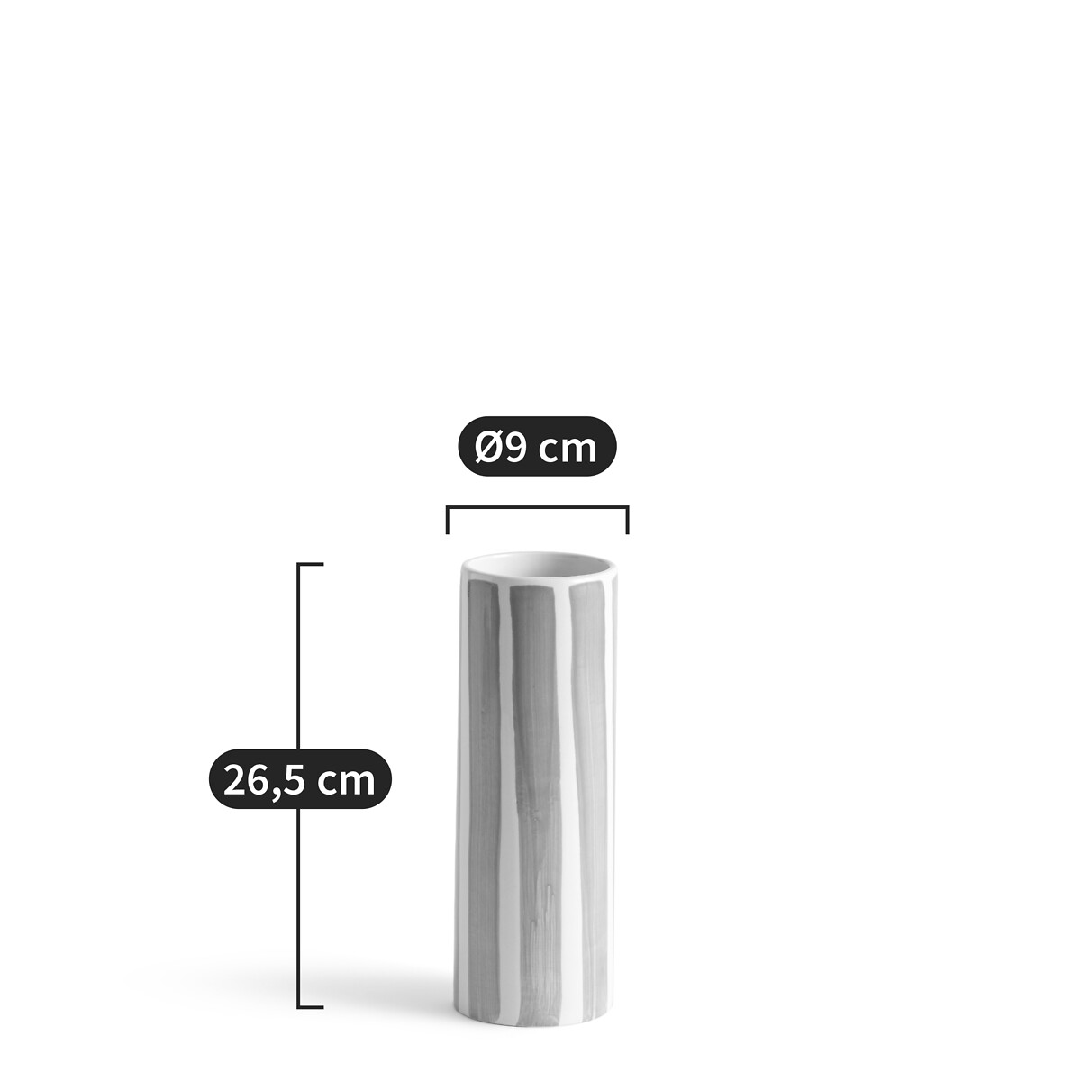 LA REDOUTE INTERIEURS<br>Vaso listrado em cerâmica, 26,5 cm de altura, Anastase