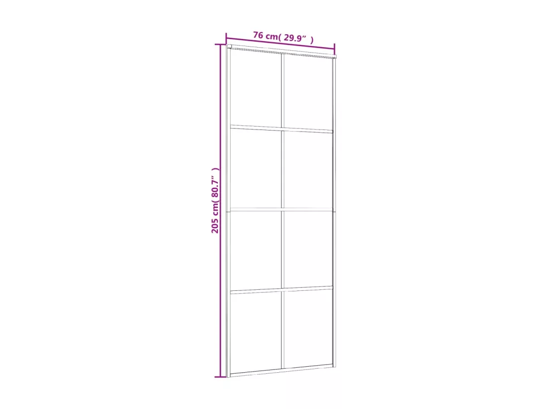 Porte coulissante Noir 76x205 cm Verre ESG et aluminium