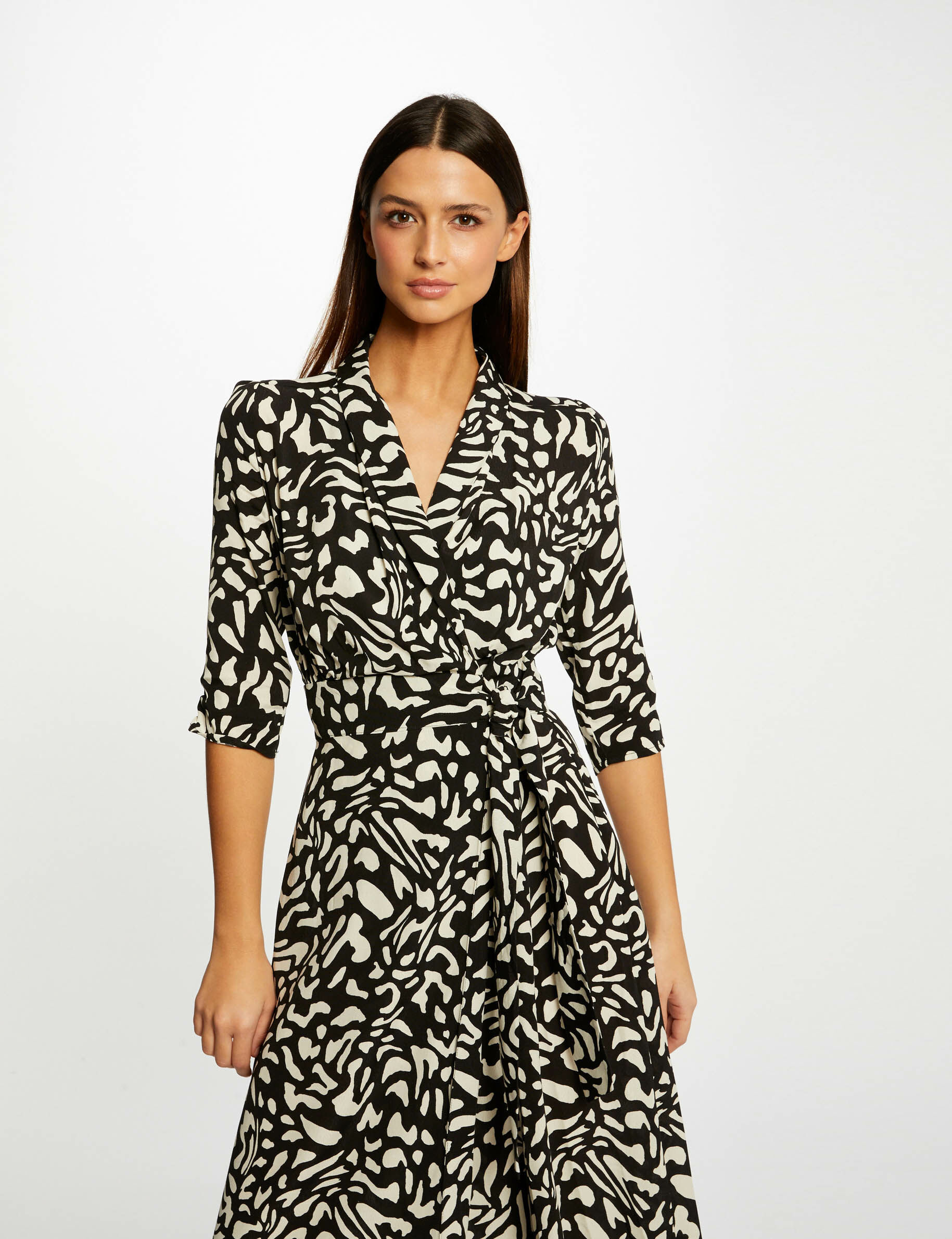 Robe midi portefeuille imprimé abstrait multico femme - multico