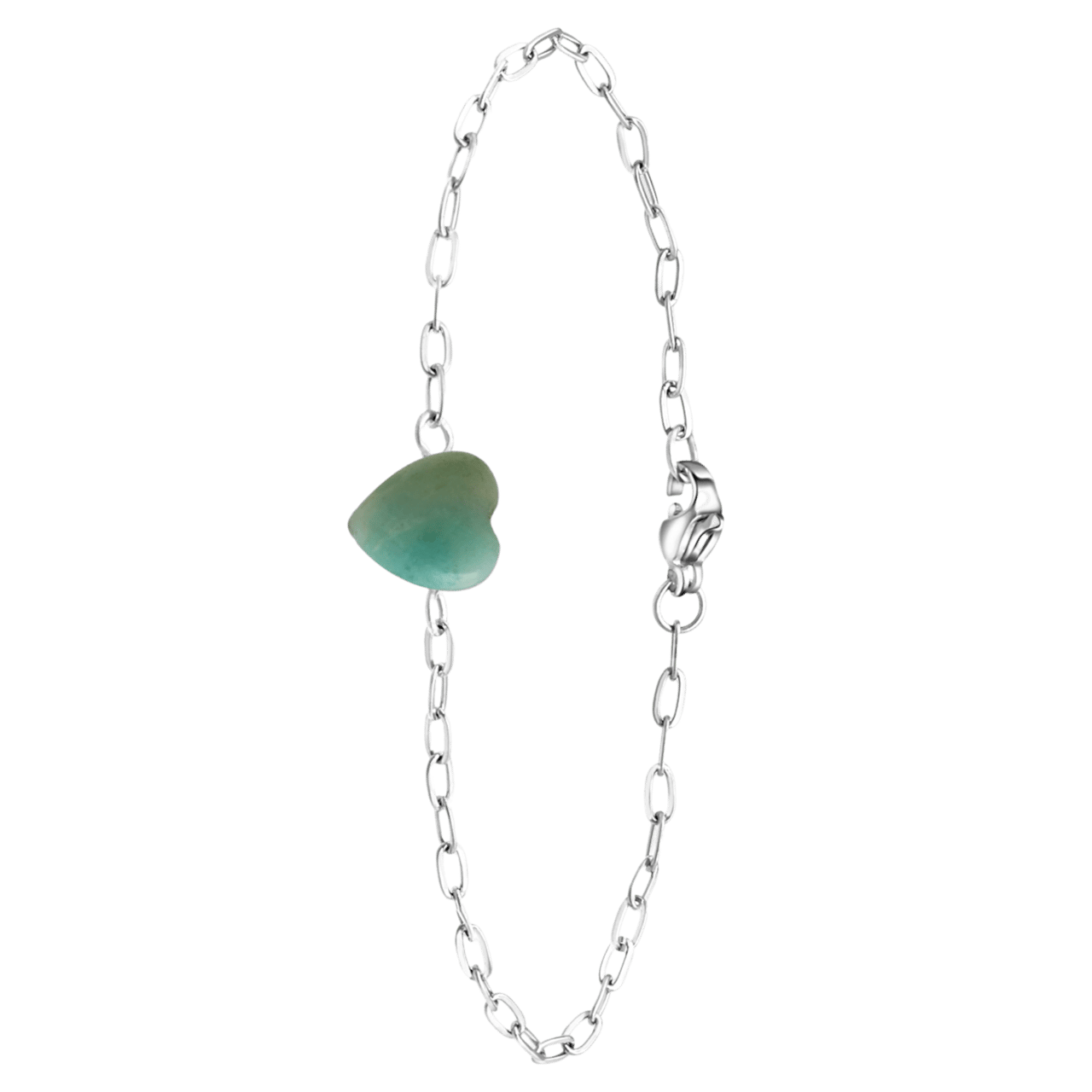 Stalen armband met hart groene aventurijn