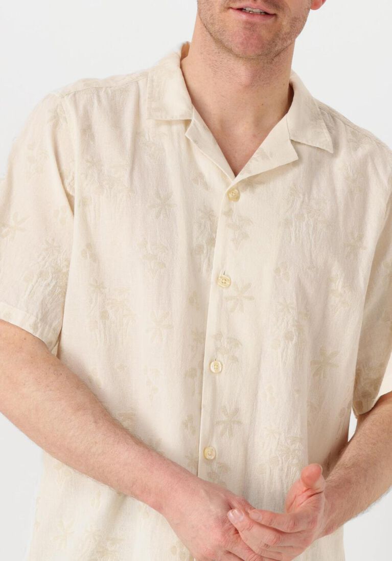 beige forét casual overhemd peer flower jacquard ss shirt