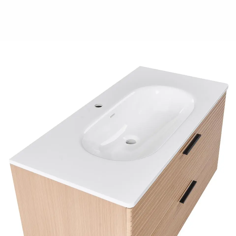 ARAPA - Wandgemonteerd meubel met wasbak - Lichtbruin - MDF