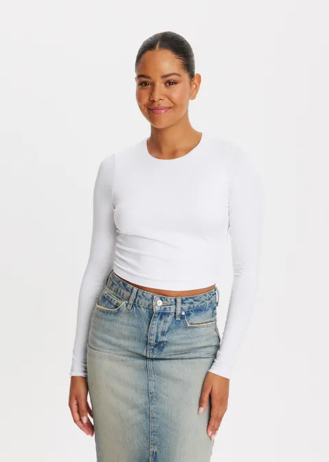 T-shirt cropped clean wit (WIT)