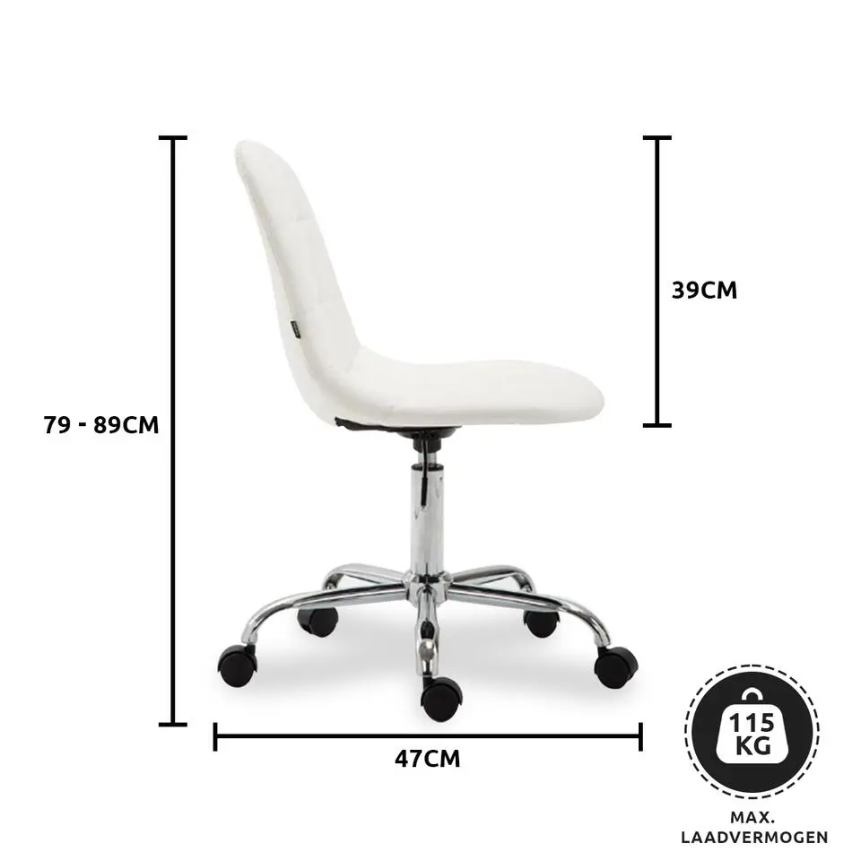 CLP Bureaustoel Reims chroom Frame - Kunstleer - wit