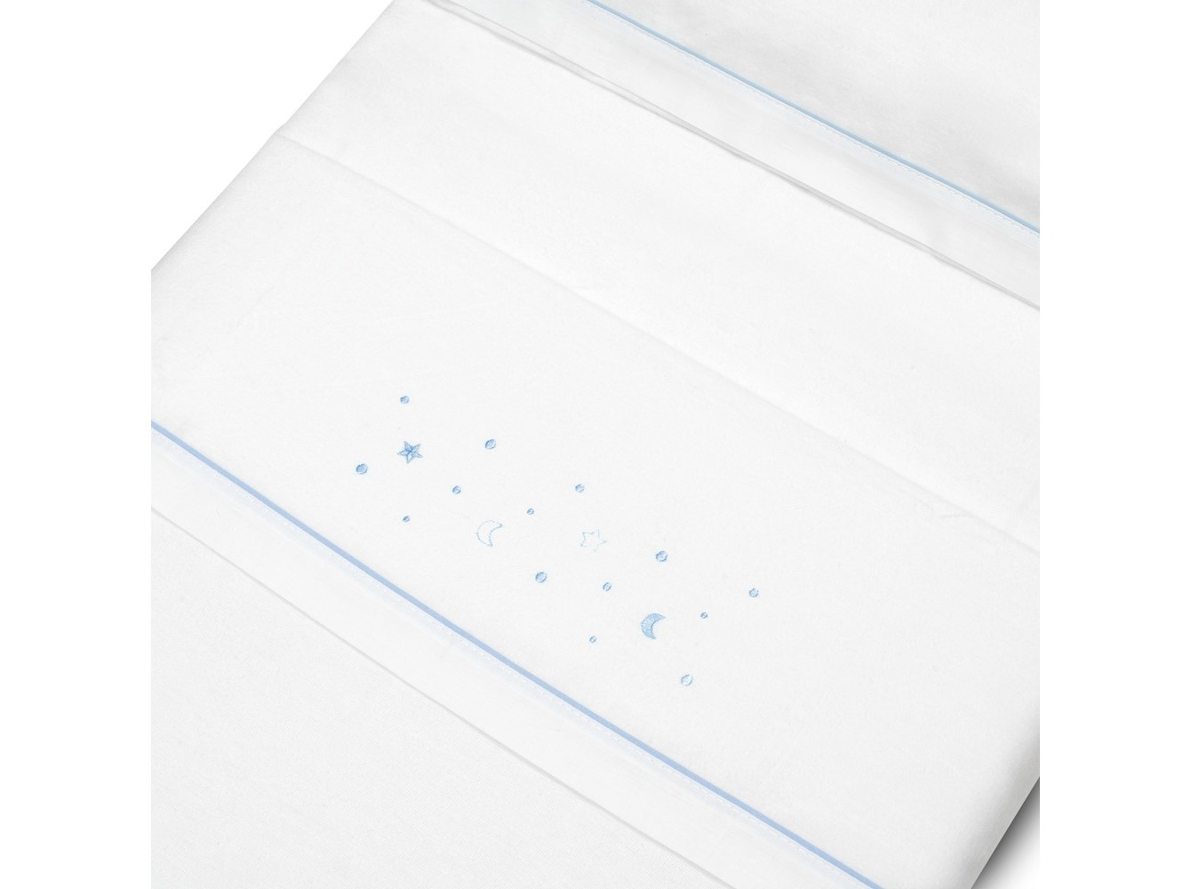 CONJUNTO DE LENÇOIS CAMA INTERBABY FLANELA BRANCO/AZUL 60X120CM
