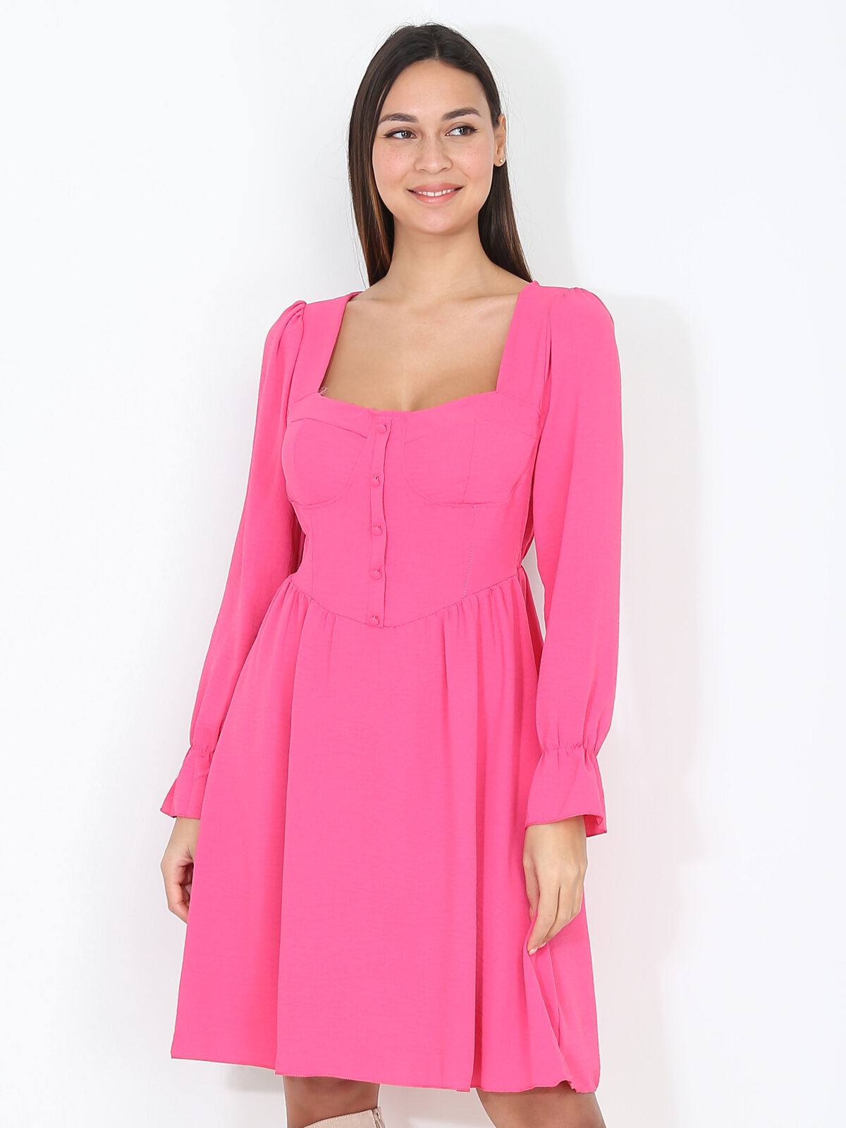 Robe patineuse style corset- Fuchsia