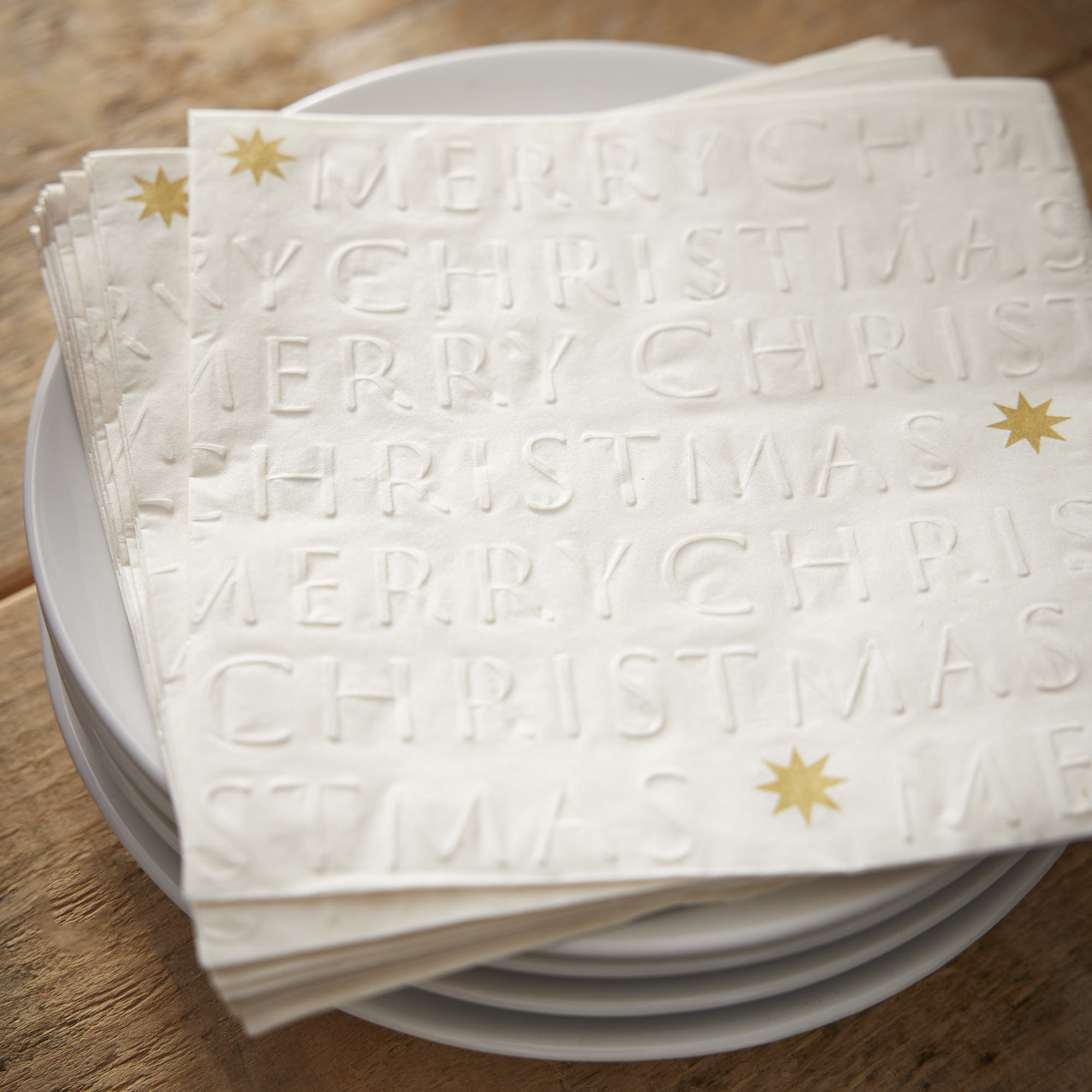 Weihnachtsserviette Xmas Prägung Offwhite (20 Stück)