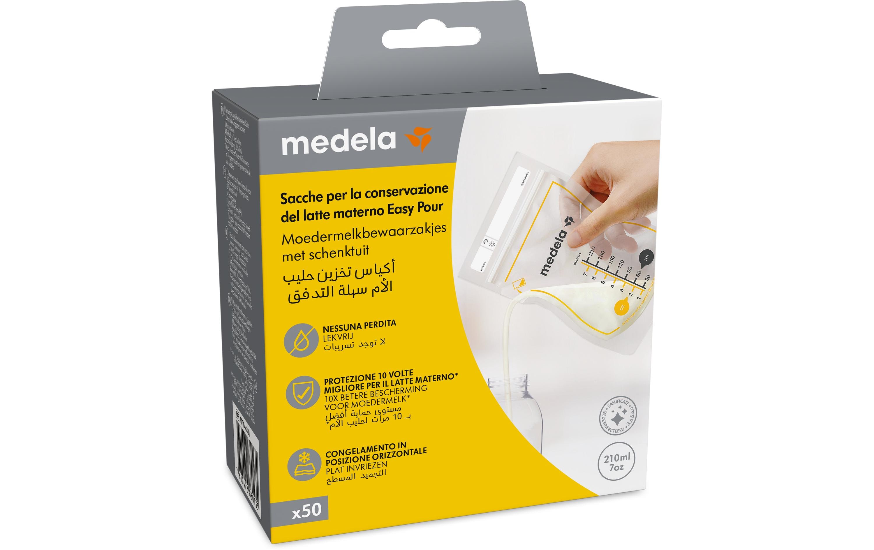 Muttermilchbeutel Easy Pour 50 StückMuttermilchbeutel, 210 ml