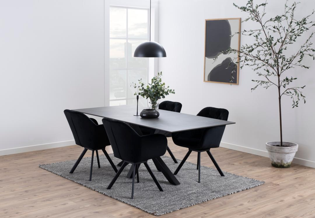 Eettafel Cardiff 200x100 cm keramiek zwart blad
