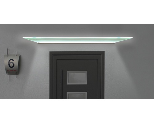 ARON Avignon luifel 2000x1000 mm, wandaansluiting, aluminium EV1, gelaagd veiligheidsglas 16 mm helder met LED-verlichting, aansluiting rechts