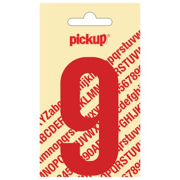Pickup plakcijfer 9 rood glans 90 mm