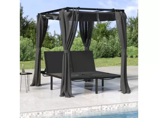 Chaise longue double avec rideaux latéraux et supérieurs