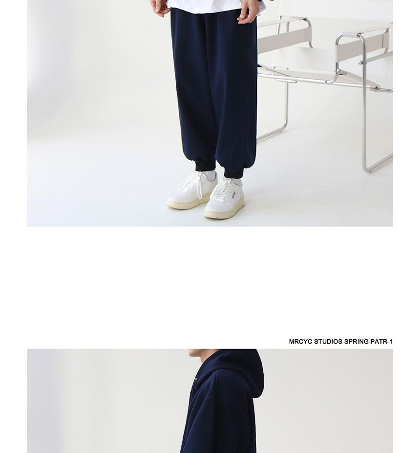 MRCYC - Effen hoodie met rits / Cropped harembroek met hoge taille