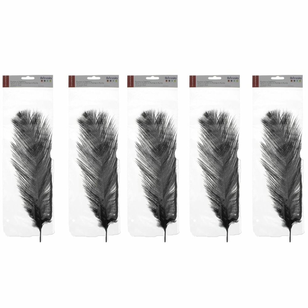 5 plumes d'autruche noires