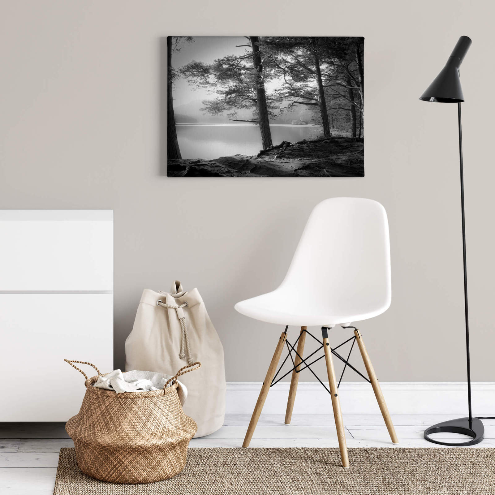 Leinwandbild SEE - weiß-schwarz - 70x50 cm