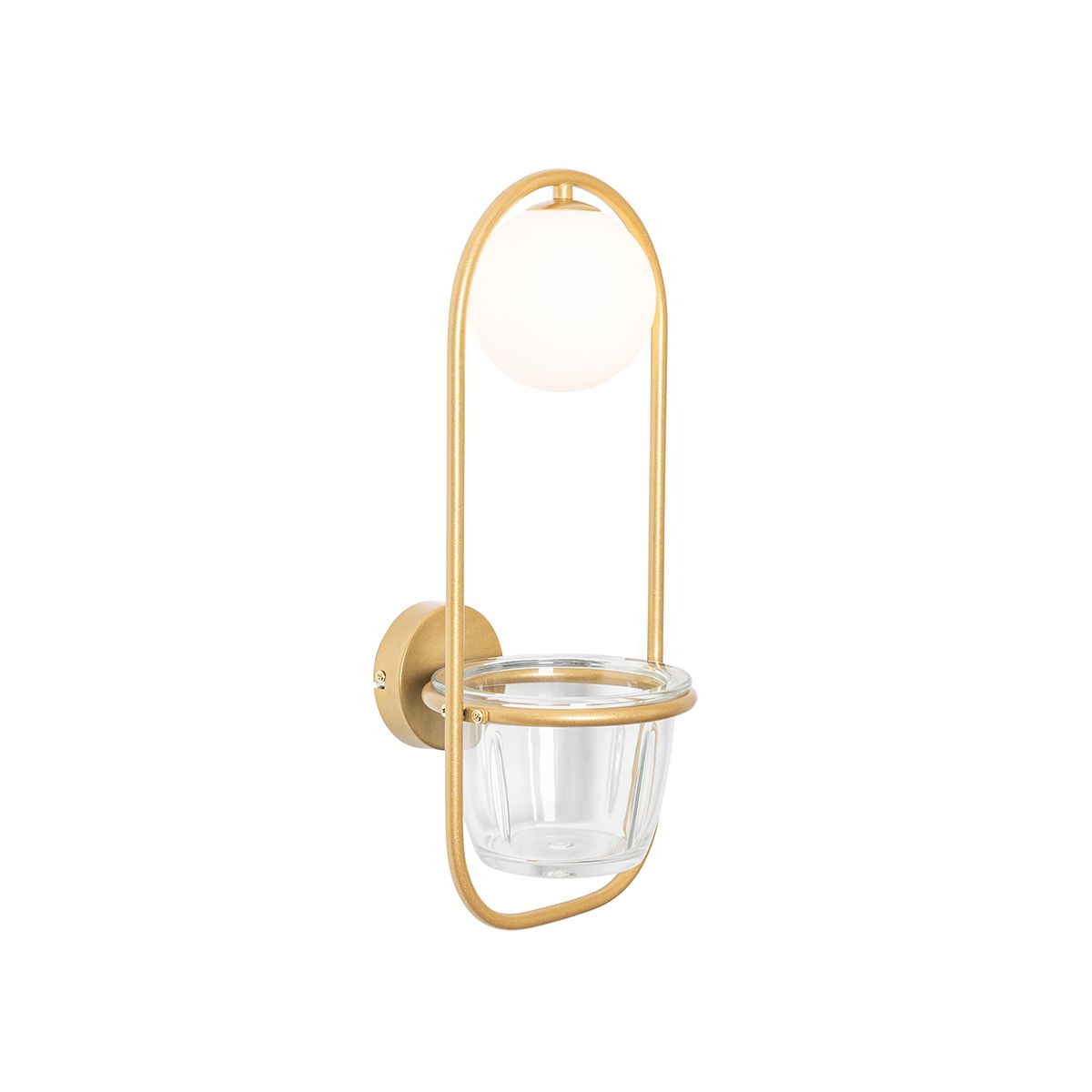 Art deco wandlamp goud met wit glas - Isabella
