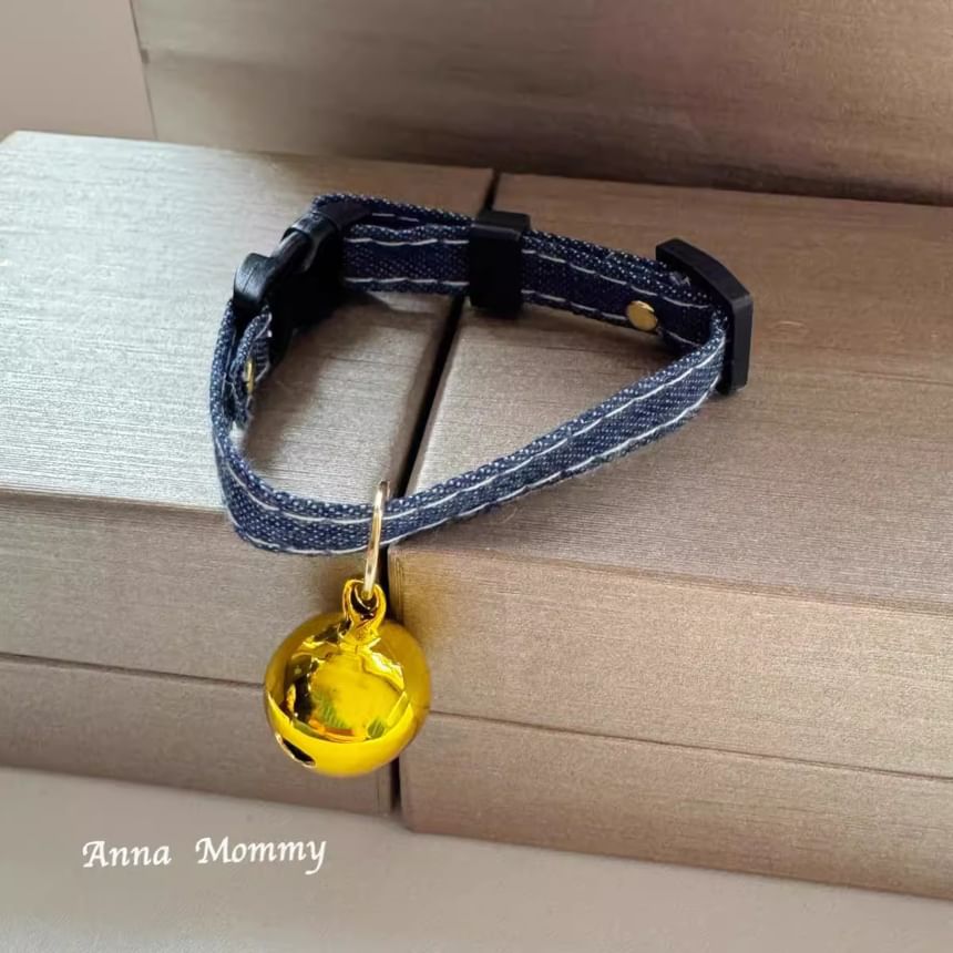 tanvtim - Bell Pendant Denim Pet Collar (Diverse ontwerpen)