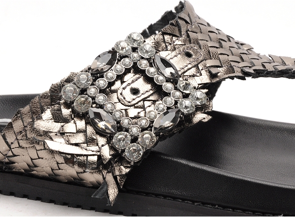 Studio mode mules et sabots plats femme mirror 75 gris