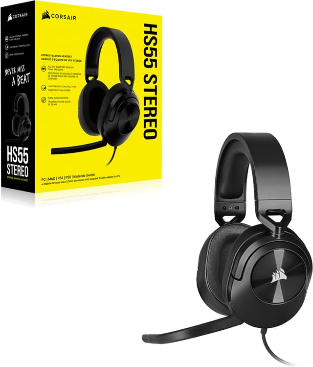 Corsair HS55 stereo gaming headset (sort)