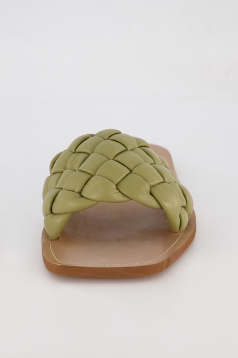 Leder-Pantolette, Lamm-Nappaleder, Flecht-Riemen