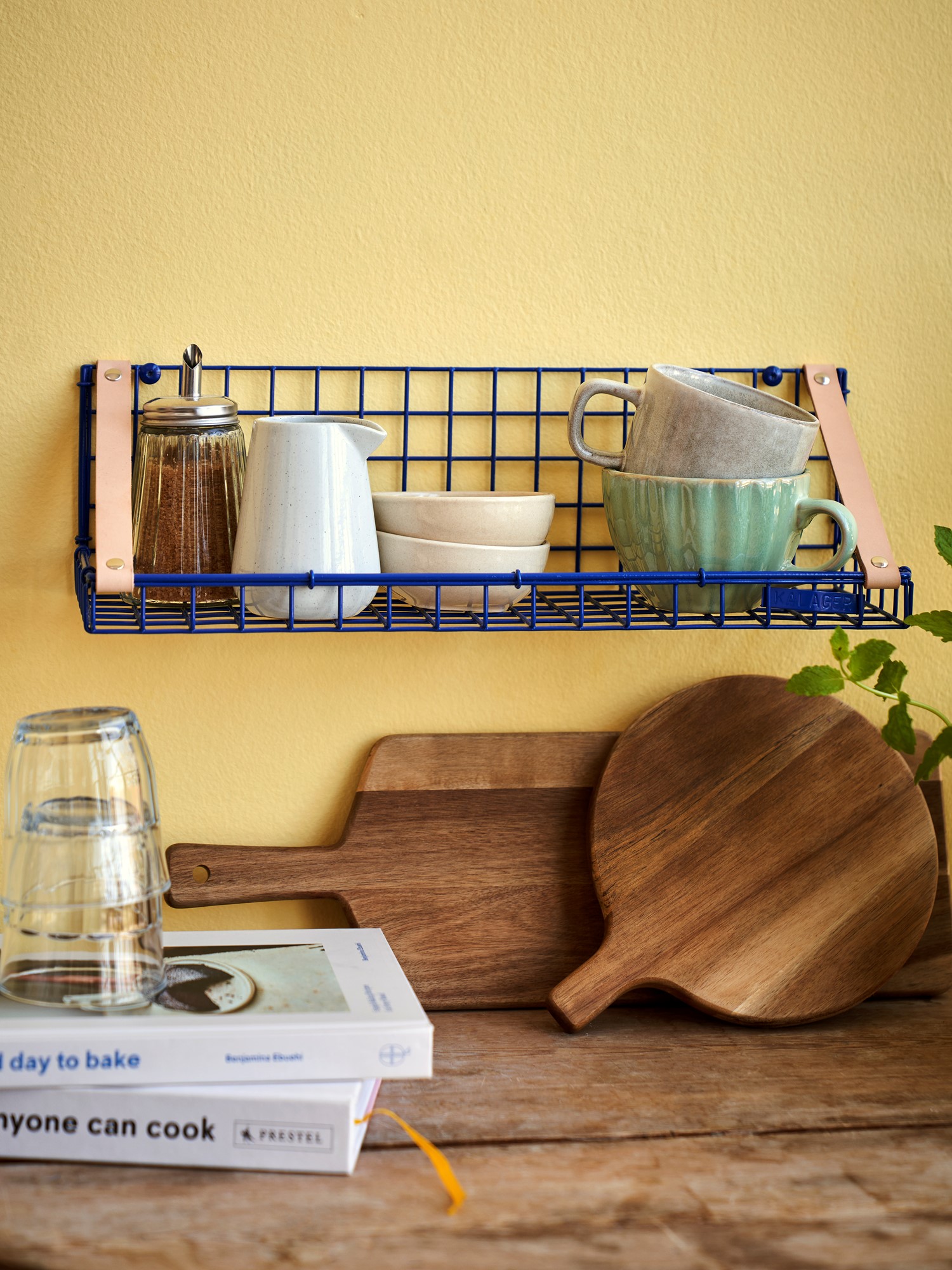 SHELF Hylde | Metal/læder. 44 x 14 x 13 cm. | Navy | Kalager Design