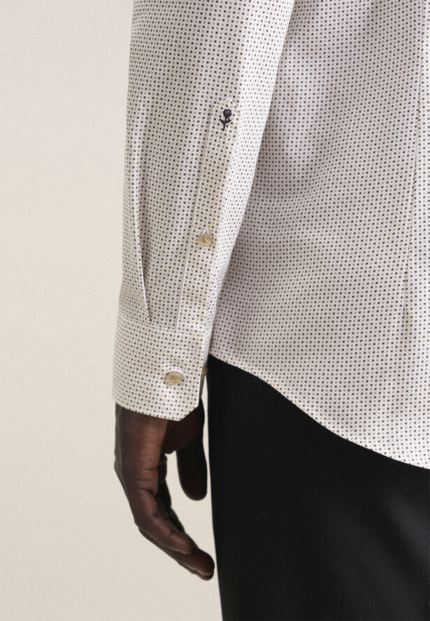 Seidensticker Business Shirt Slim Long sleeve Kent-Collar Print Grey