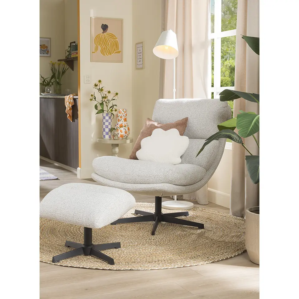 Fauteuil Bobbi incl. hocker - greige