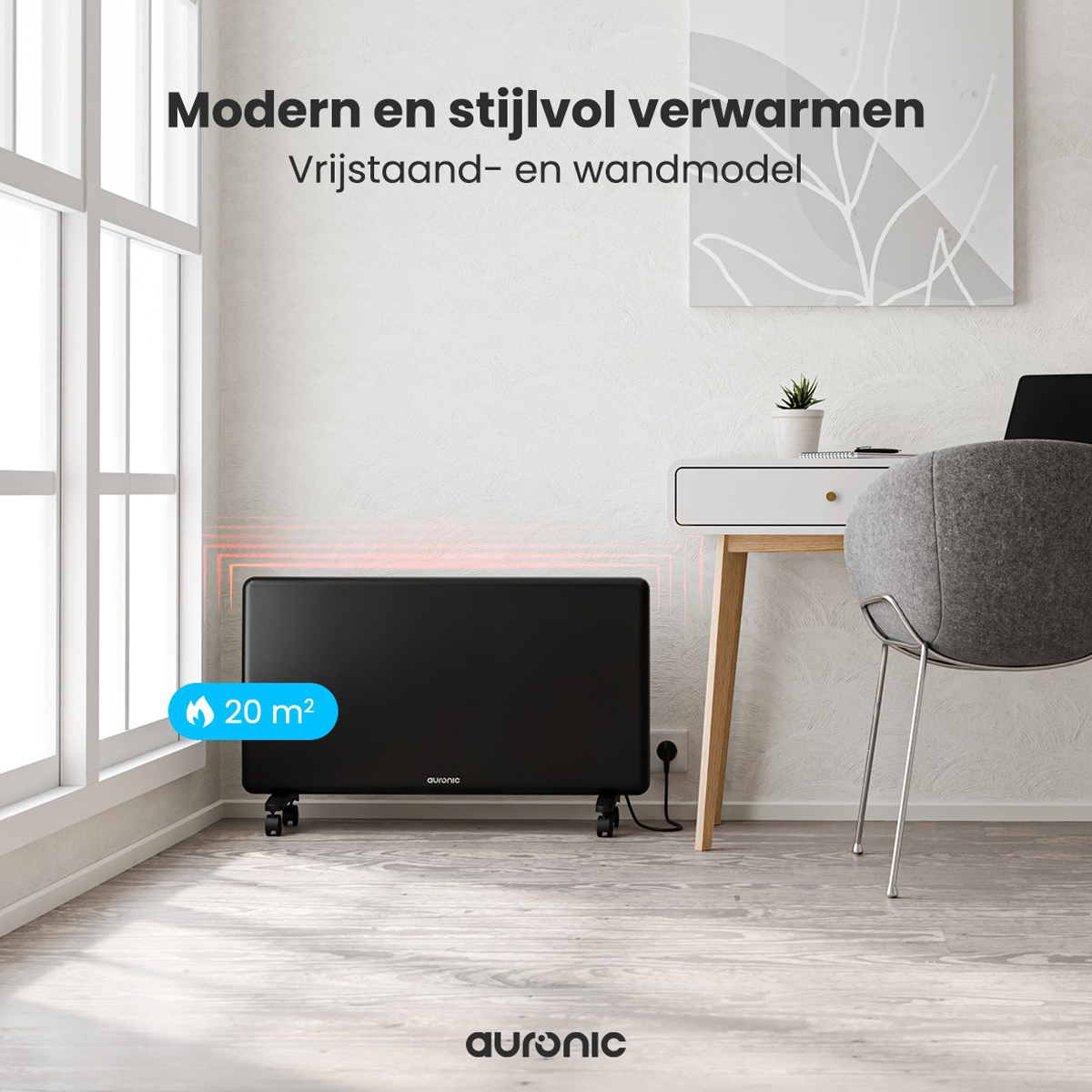 Auronic 2000 watt metalen paneelverwarming - Black