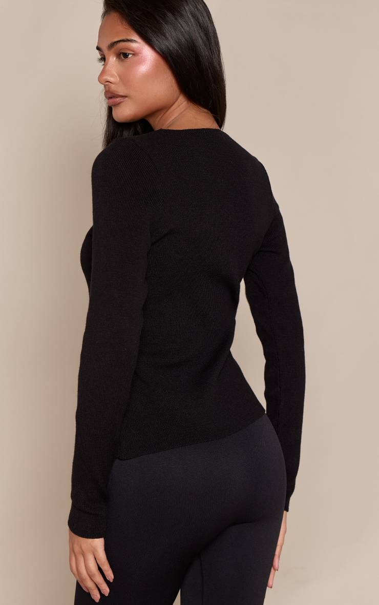 Noir Gilet Péplum En Maille Compacte