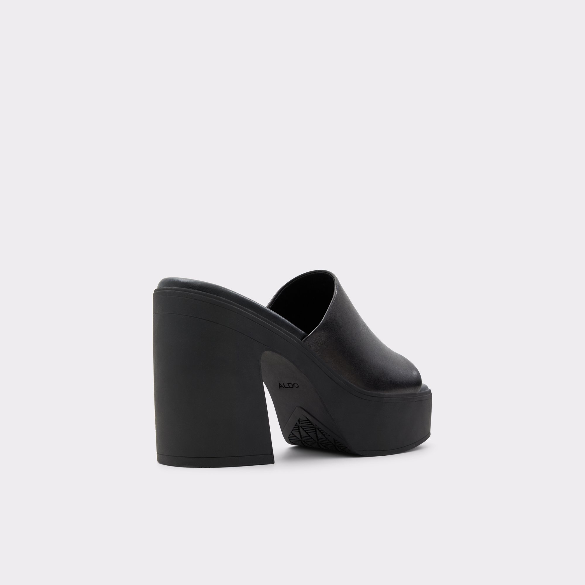 Maysee Black Leather Smooth Women Mule Shoes
