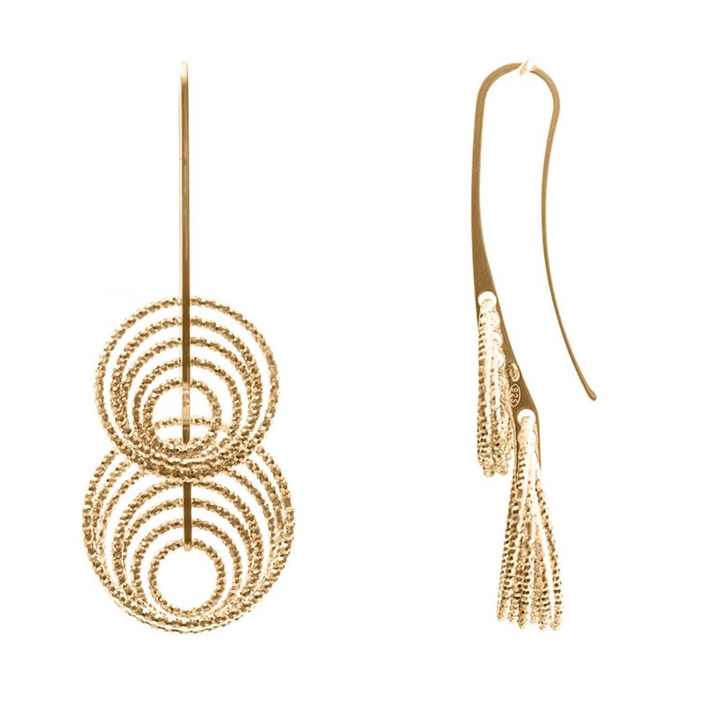 Boucles d'oreilles argent spirale vertige doré