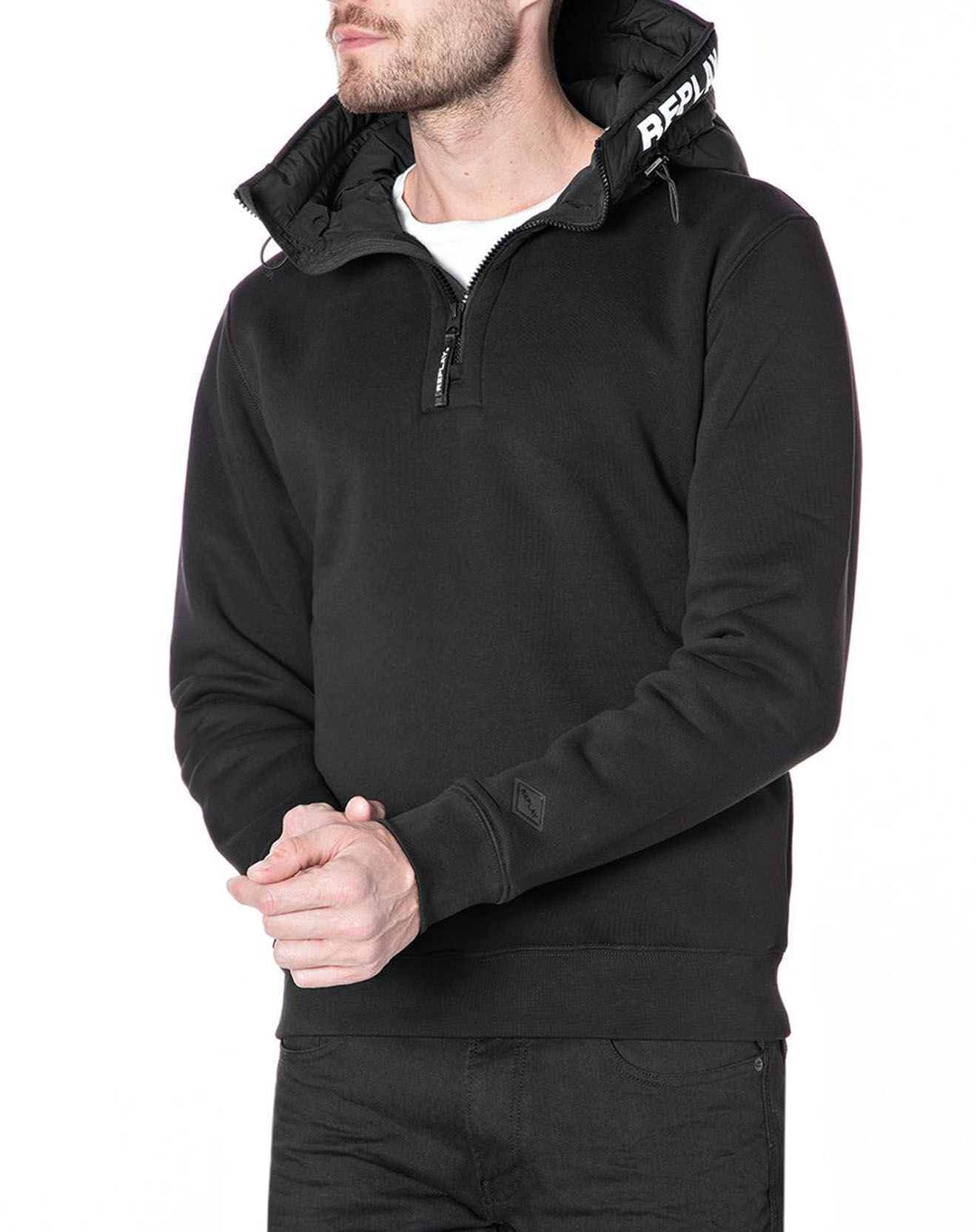 Replay Sweat Hooded Logo à Capuche Zip noir
