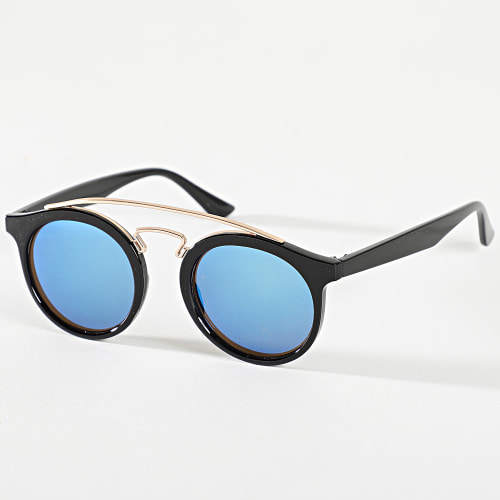 Lunettes De Soleil Noir Bleu Miroir