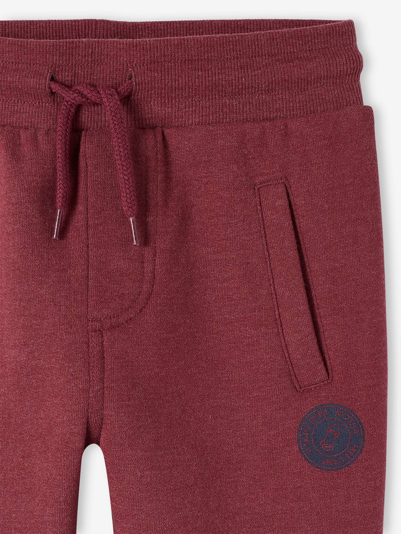 Calça de moletom estilo jogging, preta mesclada escura para menino