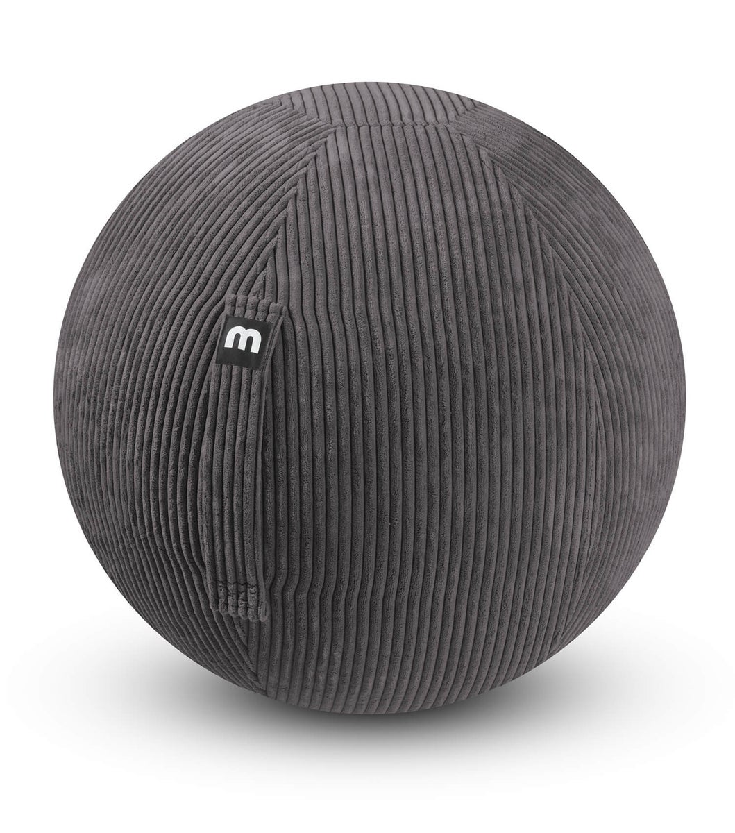 mokebo stoffen ergonomische kantoor oefenbal 'The Sporty One', oefenbal met pomp of Pezzi bal met corduroy hoes in antraciet