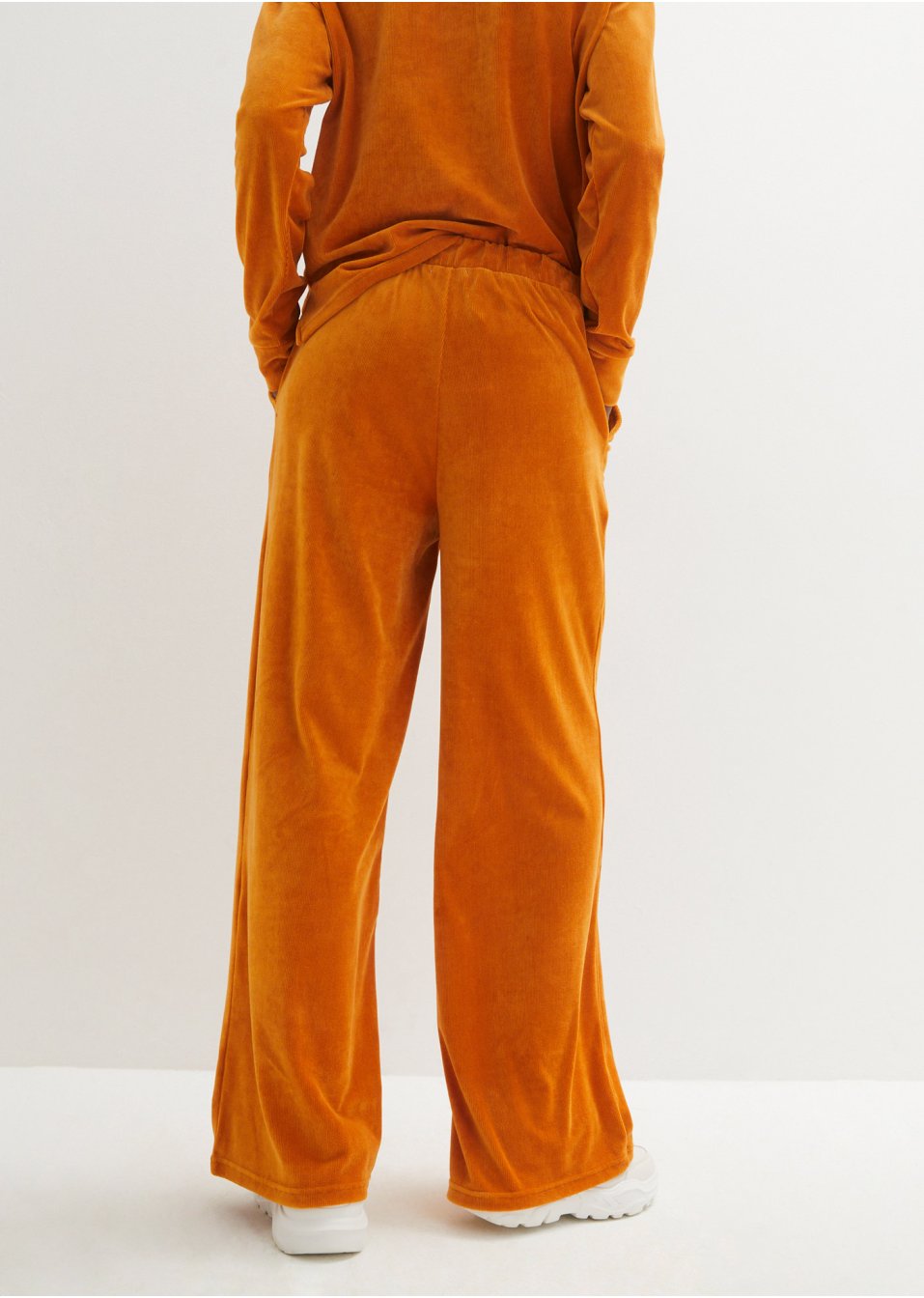Pantalon taille haute en jersey velours côtelé