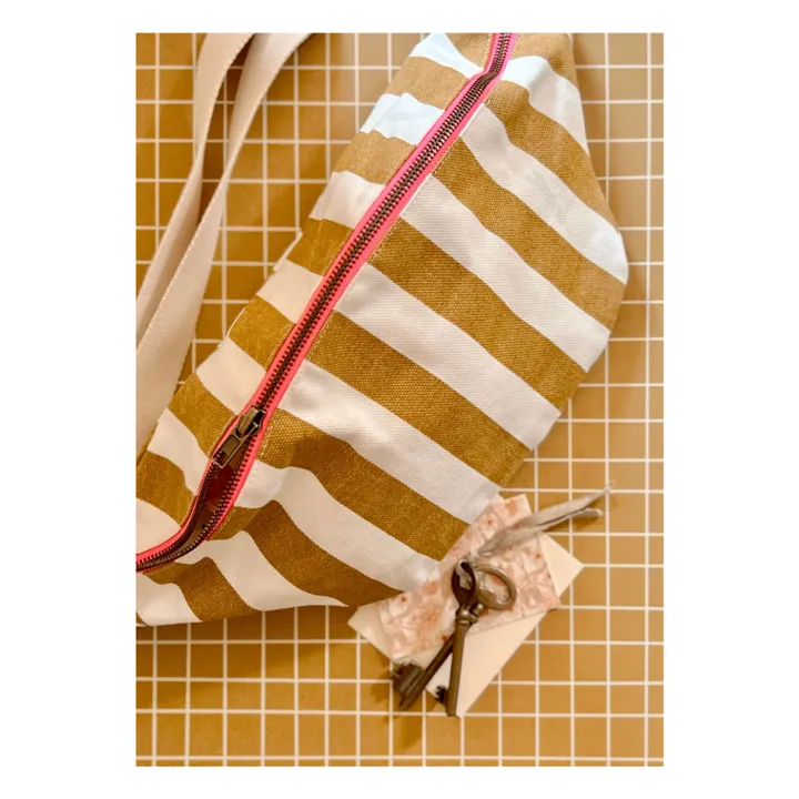 Rose in April Sac banane rayé | Caramel