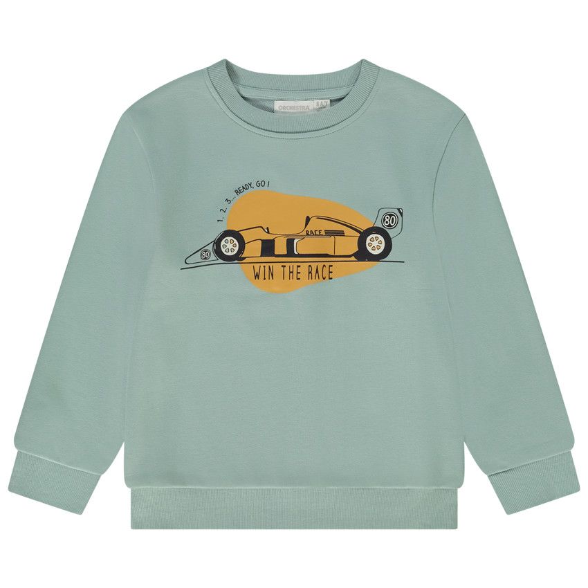 Sweat en molleton uni print fantaisie pour garçon - Vert