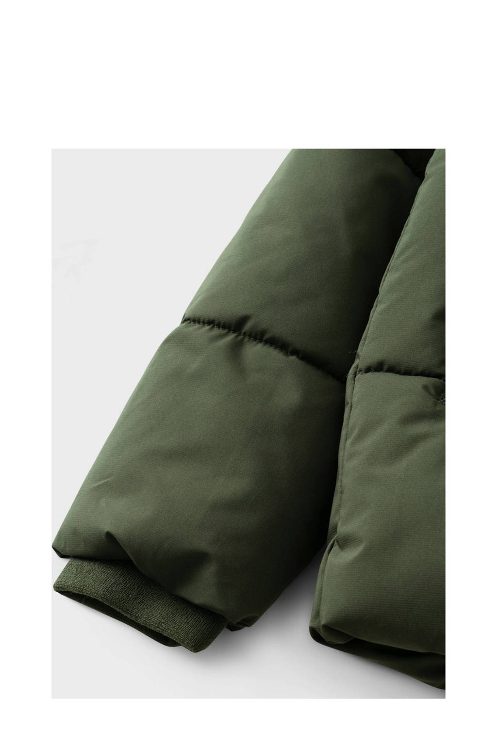 NAME IT gewatteerde winterjas NKMMORNING donkergroen/zwart