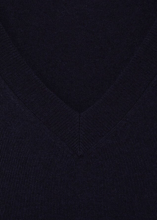 MANGO Fine-knit V-neck sweater Navy