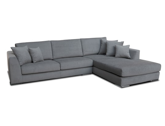 CITY - Canapé tissu Monaco méridienne droite tissu gris moyen