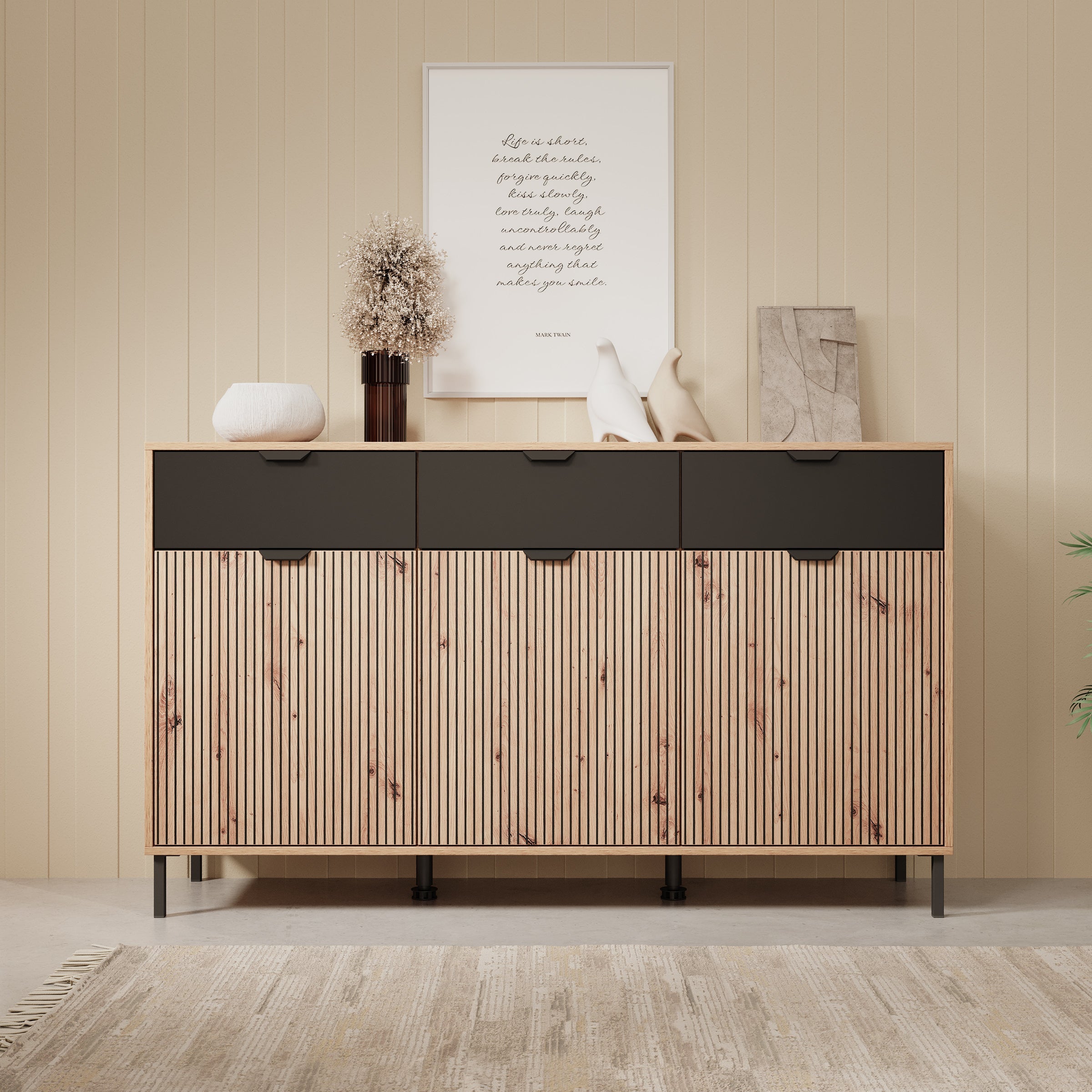 Meubella - Dressoir Malaika - Eiken - 157 cm