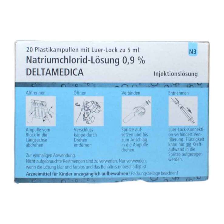Natriumchlorid-Lösung 0,9% Deltamedica Luer-Lo Pl., 20X5 ml