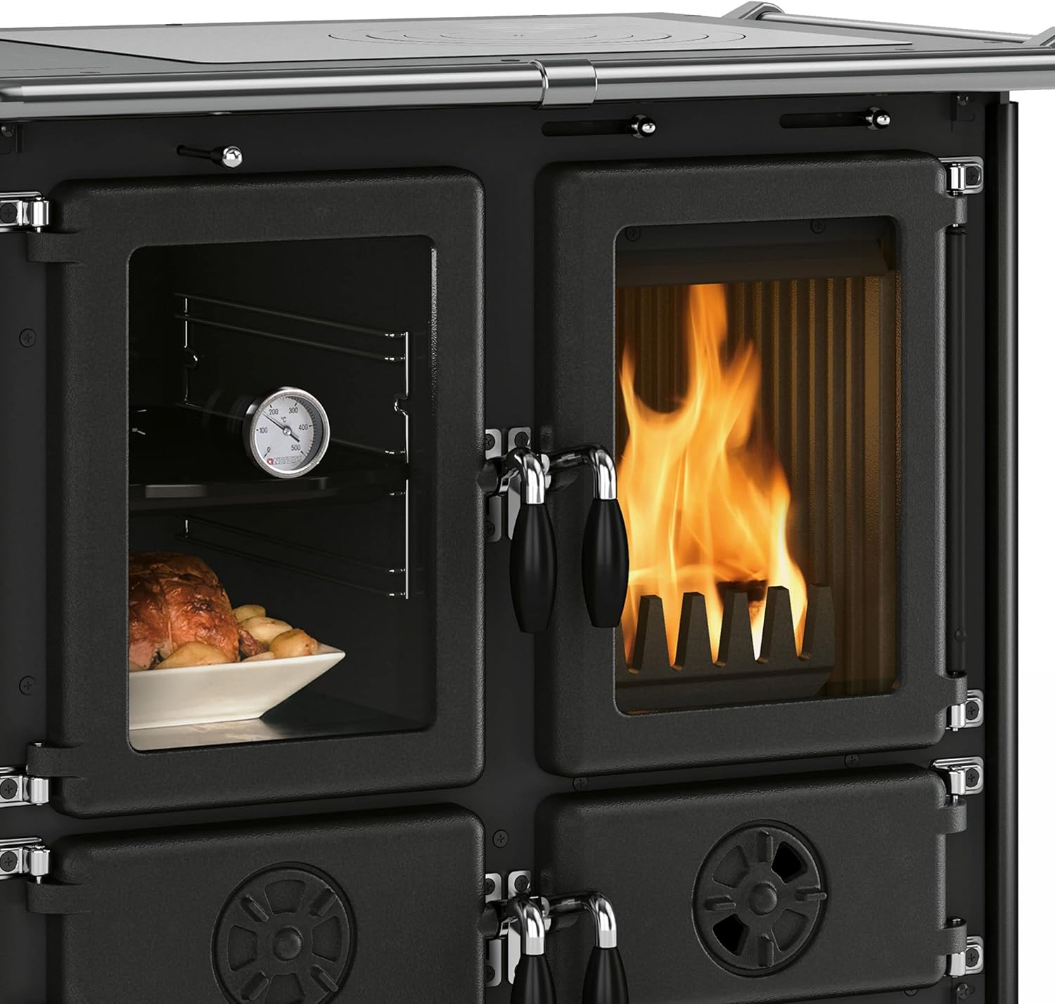 La Nordica 7013136 Rosetta Sinistra BII Steel Küchenofen Schwarz/A