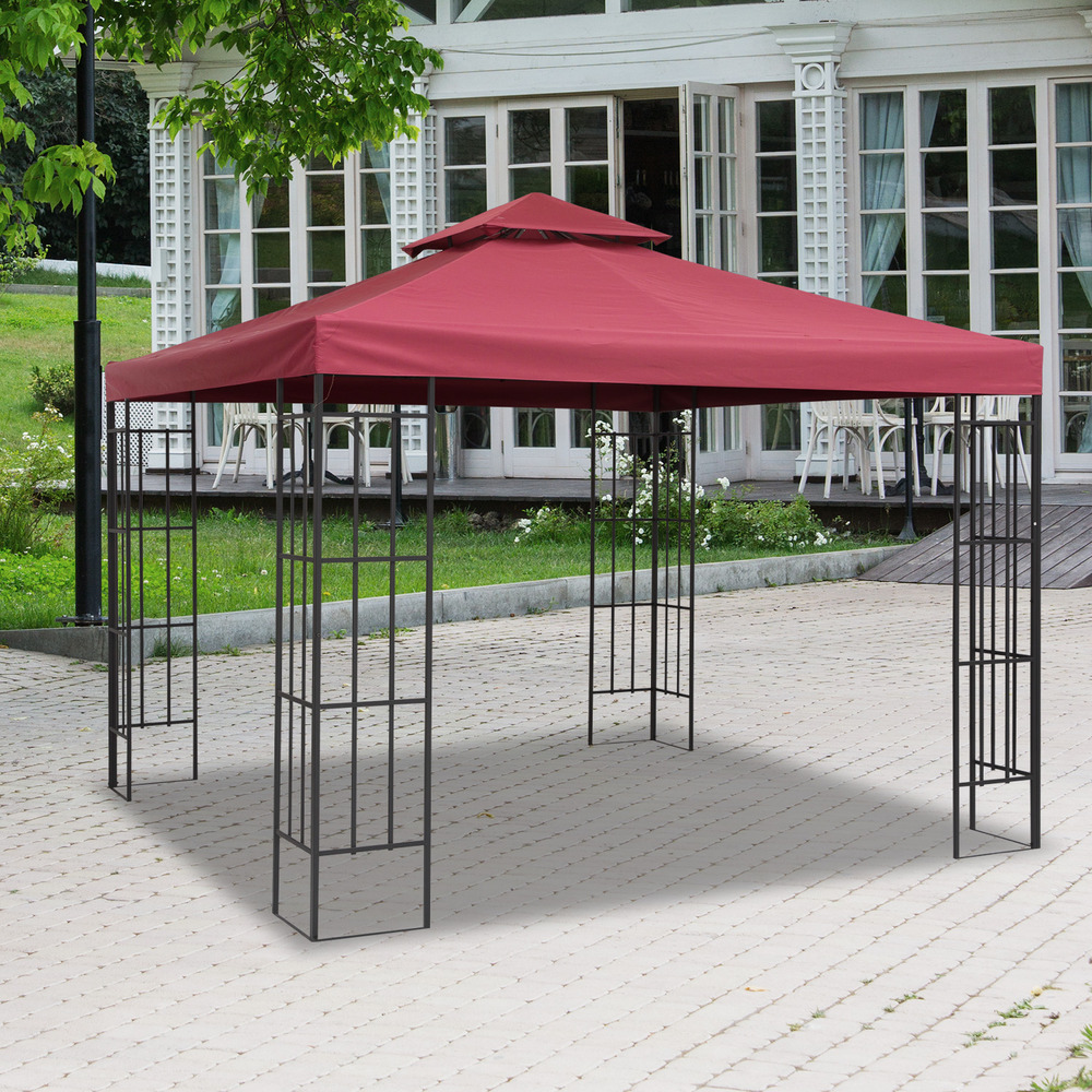 Toile de rechange pour pavillon tonnelle tente 3 x 3 m polyester haute densité 180 g/m² bordeaux